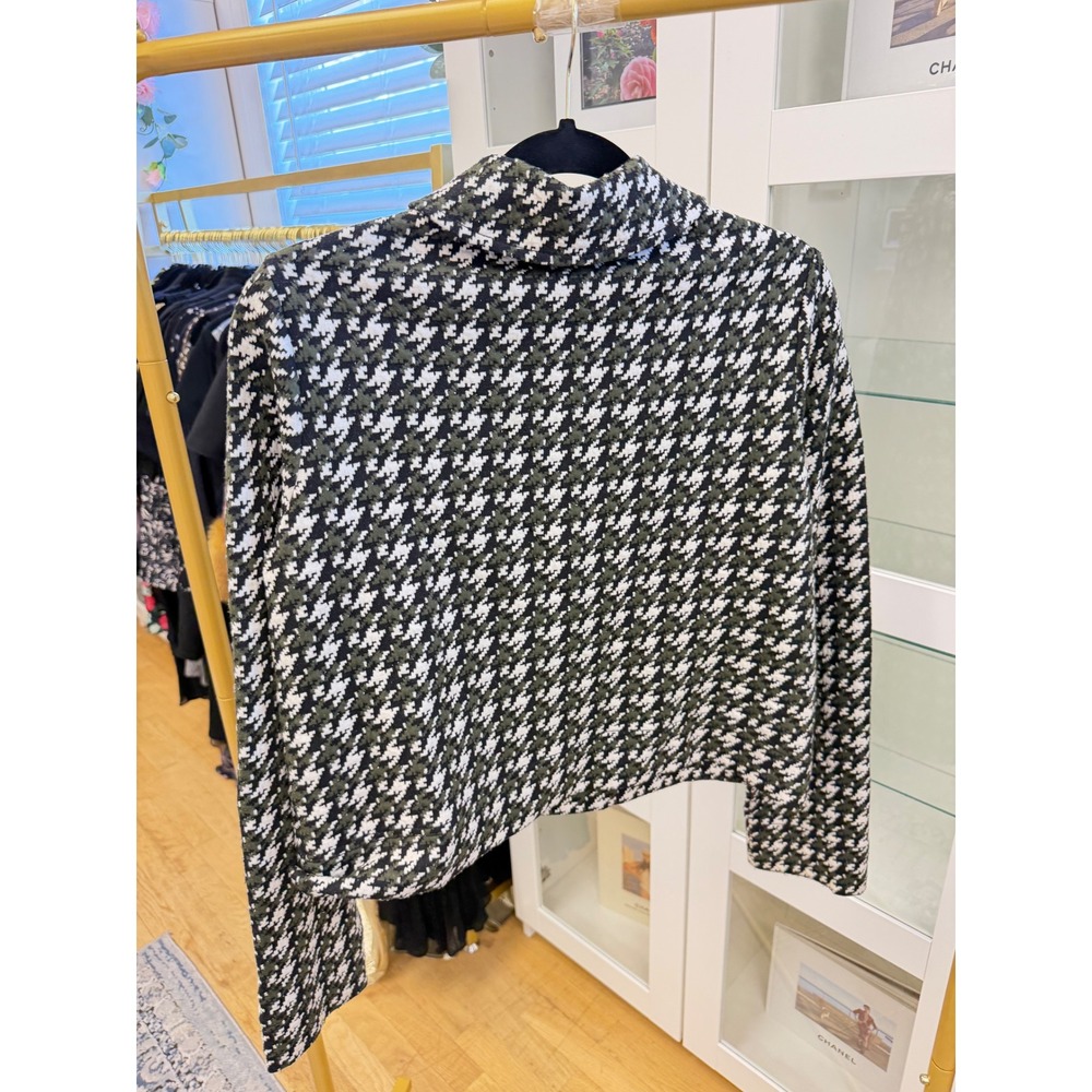 ME+EM Houndstooth Wide Box Top Women Sz 4 EUC Designer Crop Zip Pullover - Picture 16 of 16